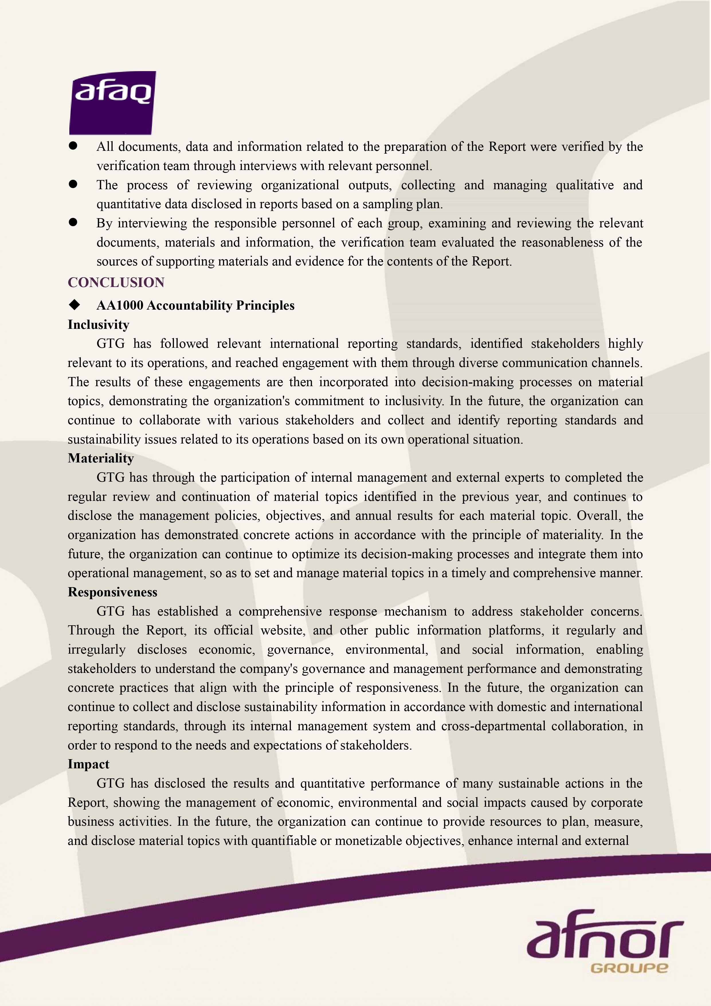 Taipei Gas 2025 Sustainability Report verification statement page 2